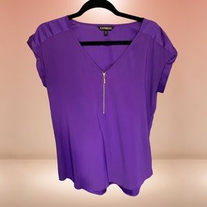 Express Purple Half Zip Blouse Size Small
